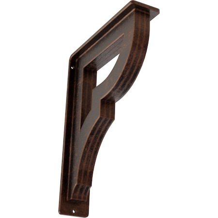 Ekena Millwork Bradford Wrought Iron Bracket, (Triple center brace), Antiqued Copper 2"W x 7 1/2"D x 10"H BKTM02X07X10TBRACO